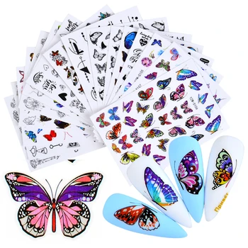 1БР Холографски 3D Пеперуди Стикери За Нокти Лепило Плъзгачи Цветни САМ Фолио За Нокти е Тайна Украса