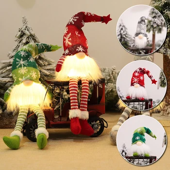2023 Коледна Украса Бижута Вязаная Вълнена Шапка Дълги Крака Зловещи Горски Човек със Светлини Безлични Кукла Подаръци за Нова Година