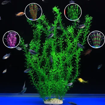 55 см Големи Изкуствени Подводни Люлка Растения Аквариум за Декорация на Аквариума Мека Зелена Вода, Трева, за да проверите За Гледане