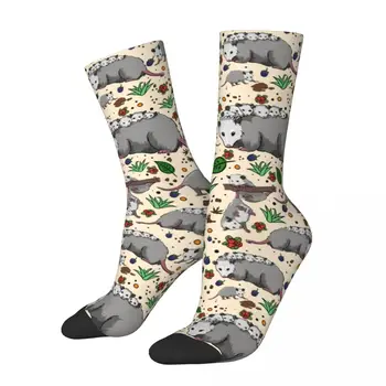 Есенно-Зимни Цветни Мъжки и Женски Семейни Чорапи Opossum, Нескользящие Футболни Чорапи