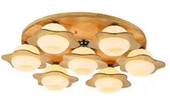 Масивни Дървени плафониери Скандинавски японски лампа проста антре спалня ресторанная лампа масивна дървена тавана лампа ZH MZ70
