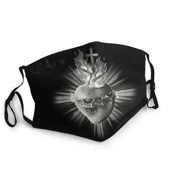 Маска Sacred Heart Of Jesus Дишаща Маска за Лице За Възрастни с Защита Срещу Замъгляване И Прах, Респиратор За Устата-Муфель