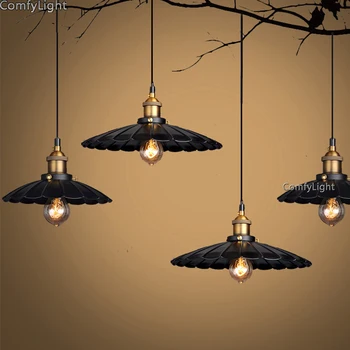 Ретро промишлен окачен лампа в скандинавски стил, ретро, iron лампа, таванско помещение, лампа на Едисон, кухня/спалня, трапезария, Селска местност E27